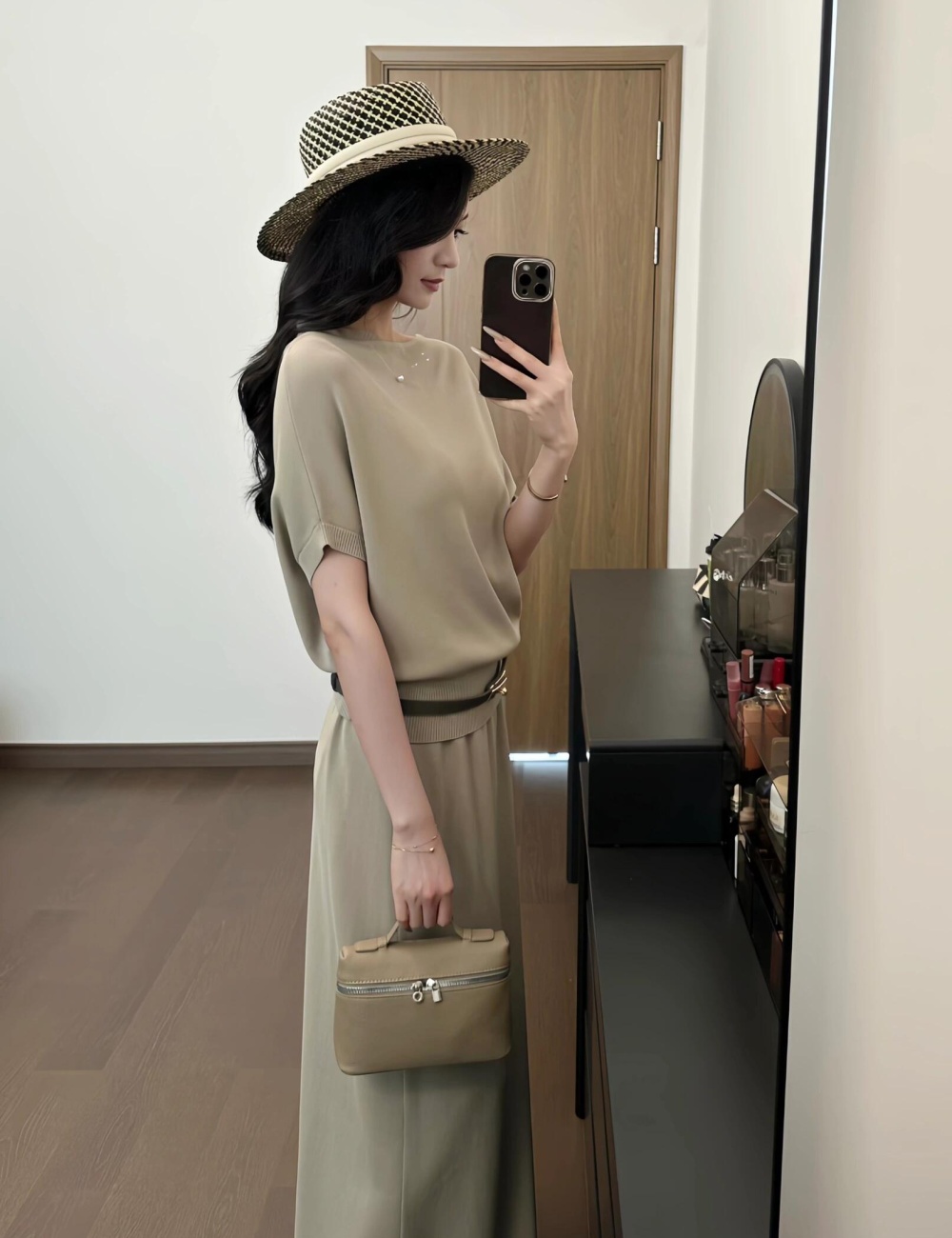 Short sleeve knitted temperament fashion skirt 2pcs set