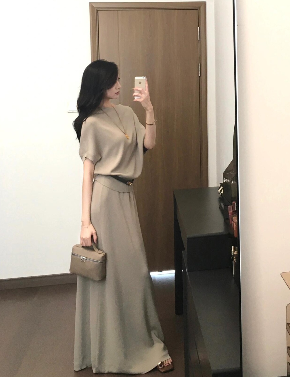 Short sleeve knitted temperament fashion skirt 2pcs set