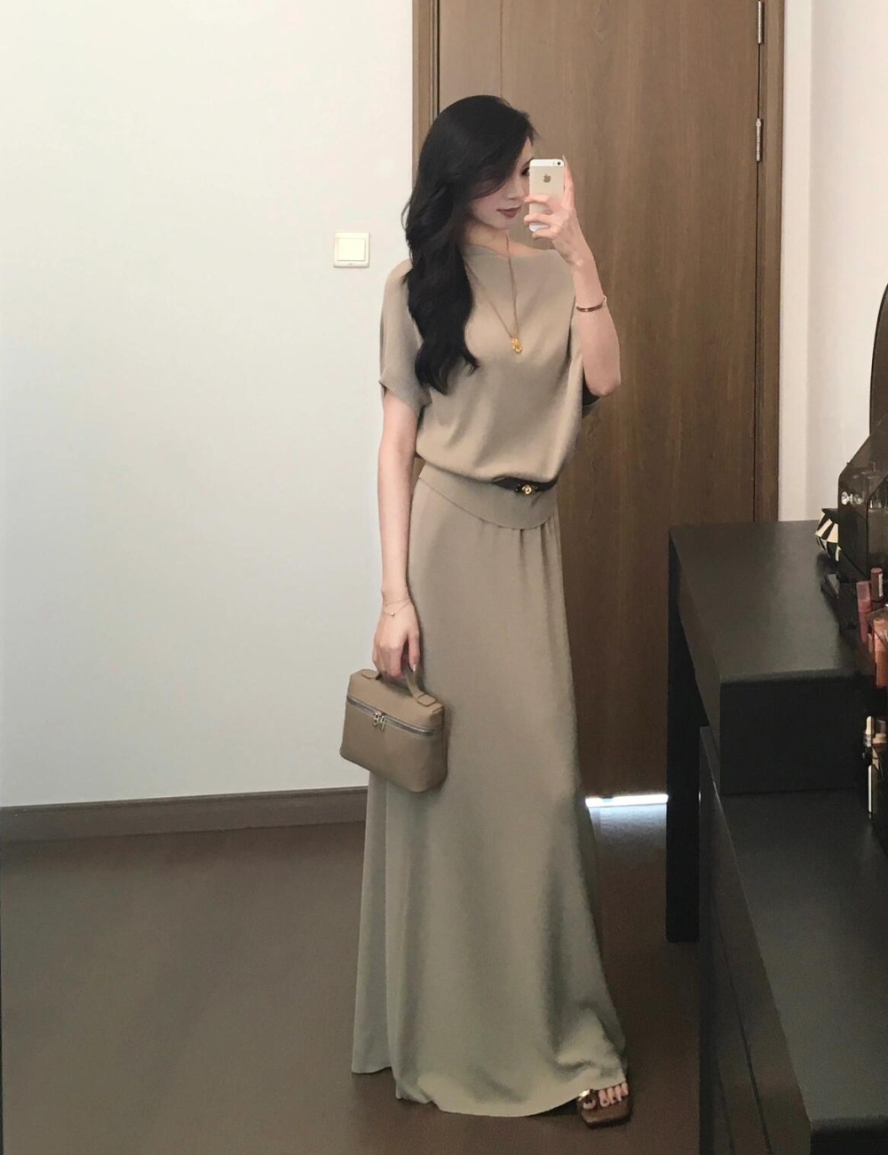 Short sleeve knitted temperament fashion skirt 2pcs set