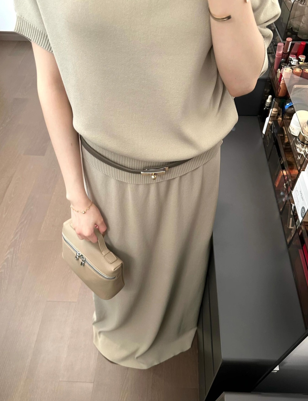 Short sleeve knitted temperament fashion skirt 2pcs set