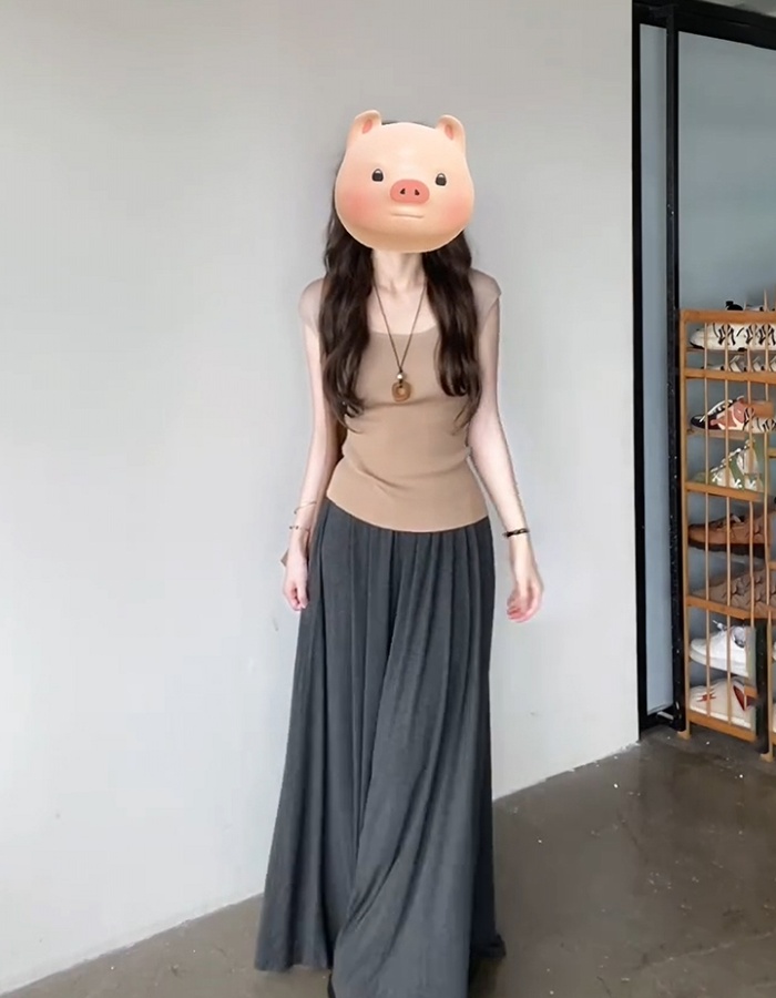 High waist A-line skirt summer knitted tops a set for women