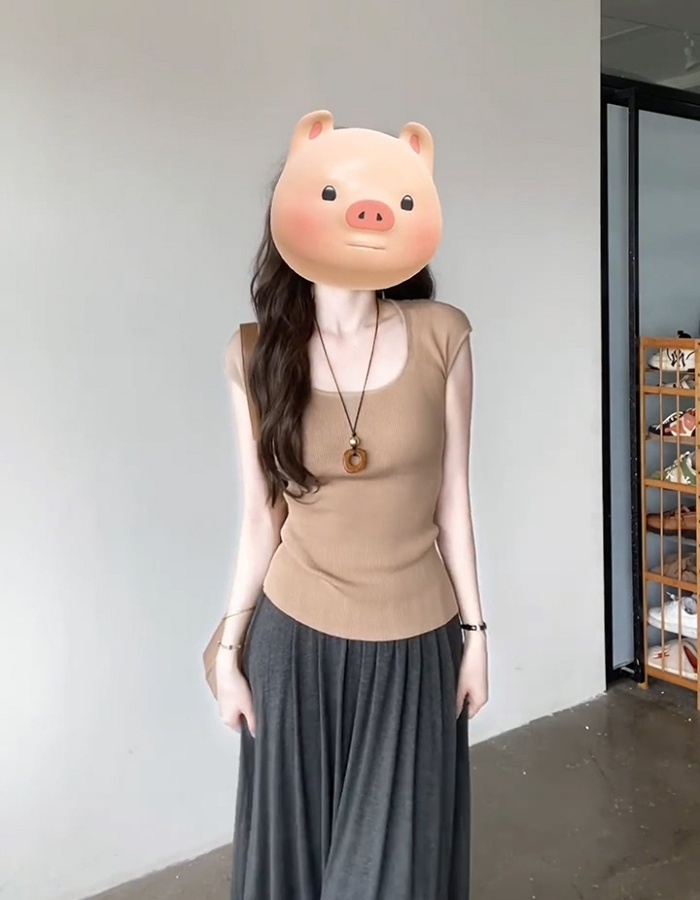 High waist A-line skirt summer knitted tops a set for women