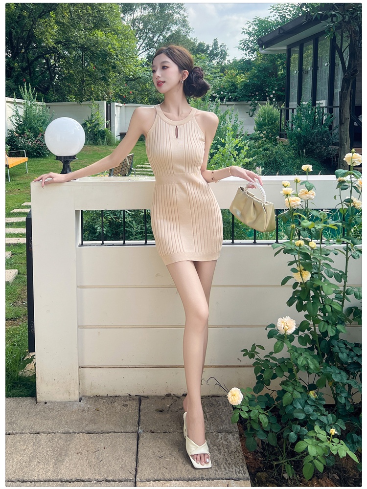 Hollow slim pinched waist package hip dress for women