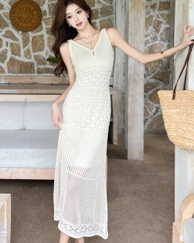 Summer hollow sleeveless dress slim dress for women