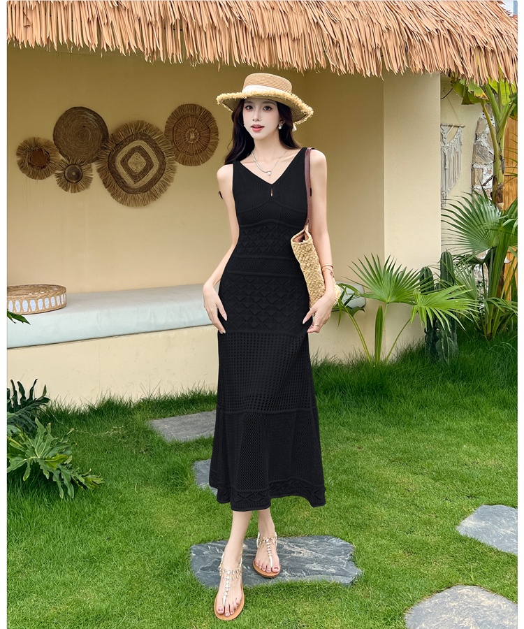 Summer hollow sleeveless dress slim dress for women