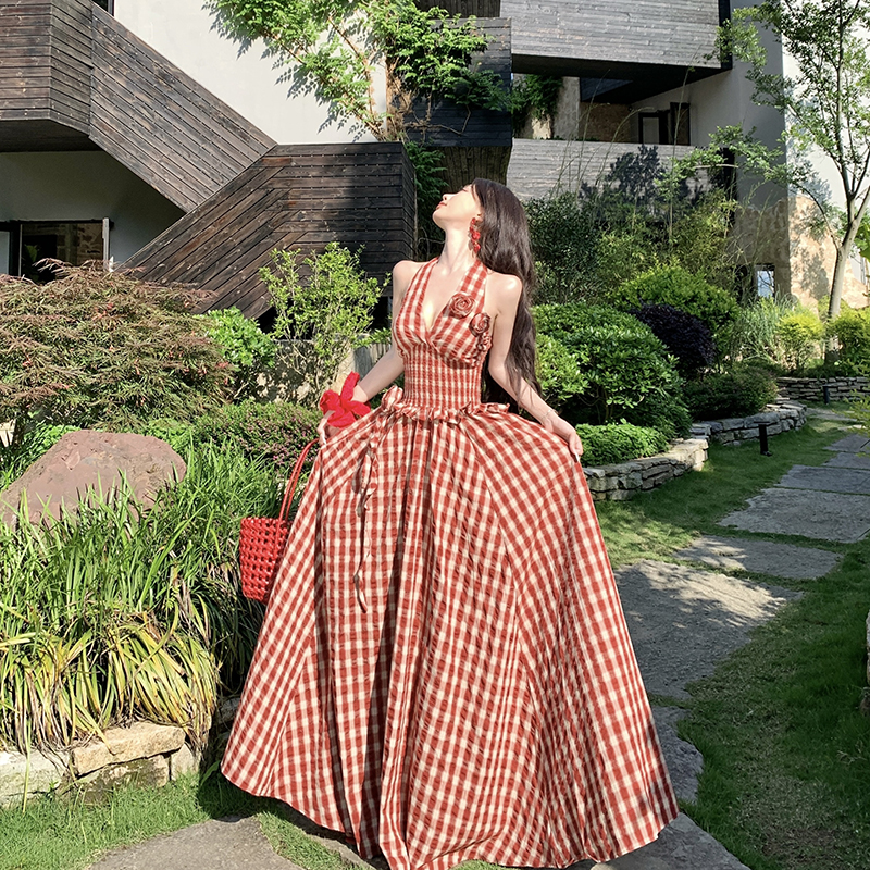 Colors sleeveless dress halter long dress for women