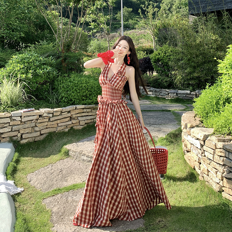Colors sleeveless dress halter long dress for women