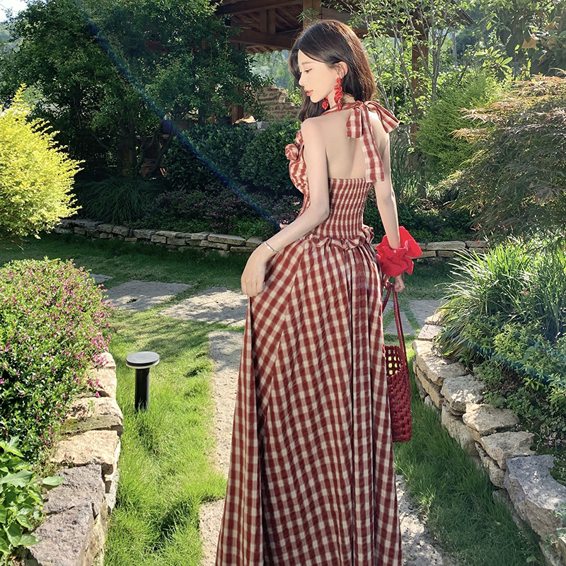 Colors sleeveless dress halter long dress for women