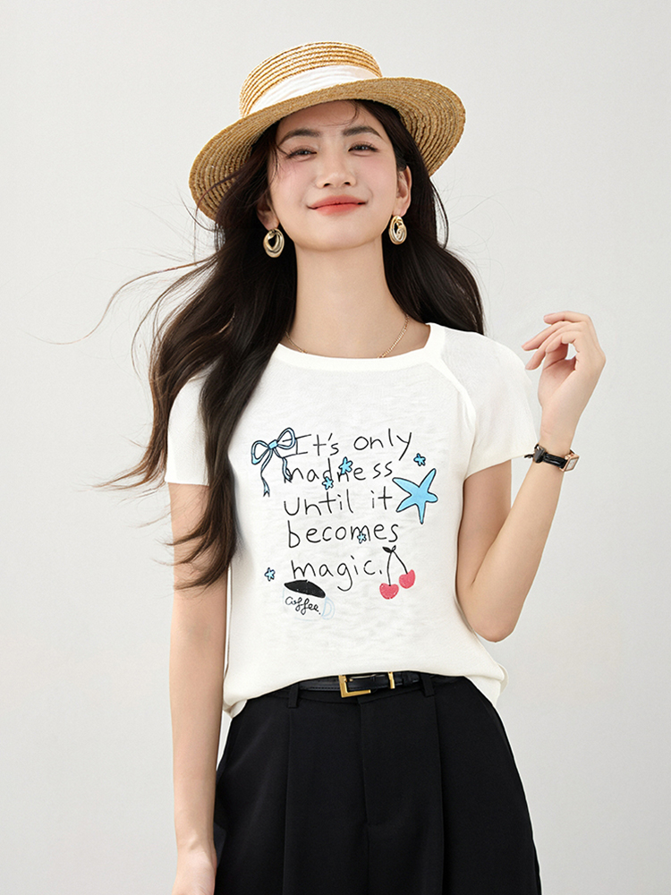 Korean style letters T-shirt sweet niche sweater for women