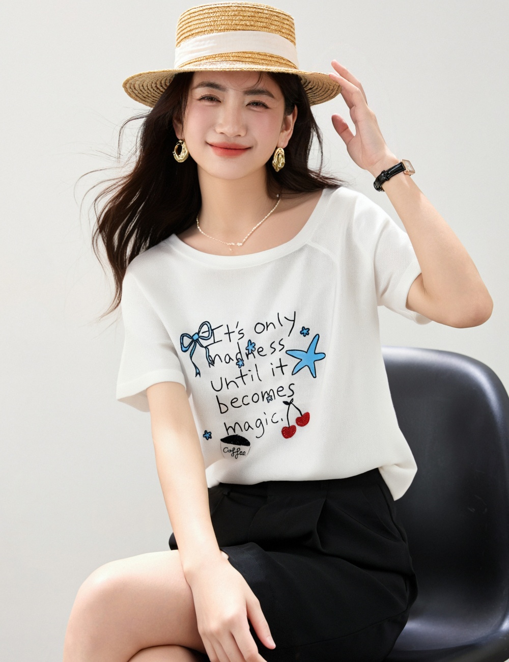 Korean style letters T-shirt sweet niche sweater for women