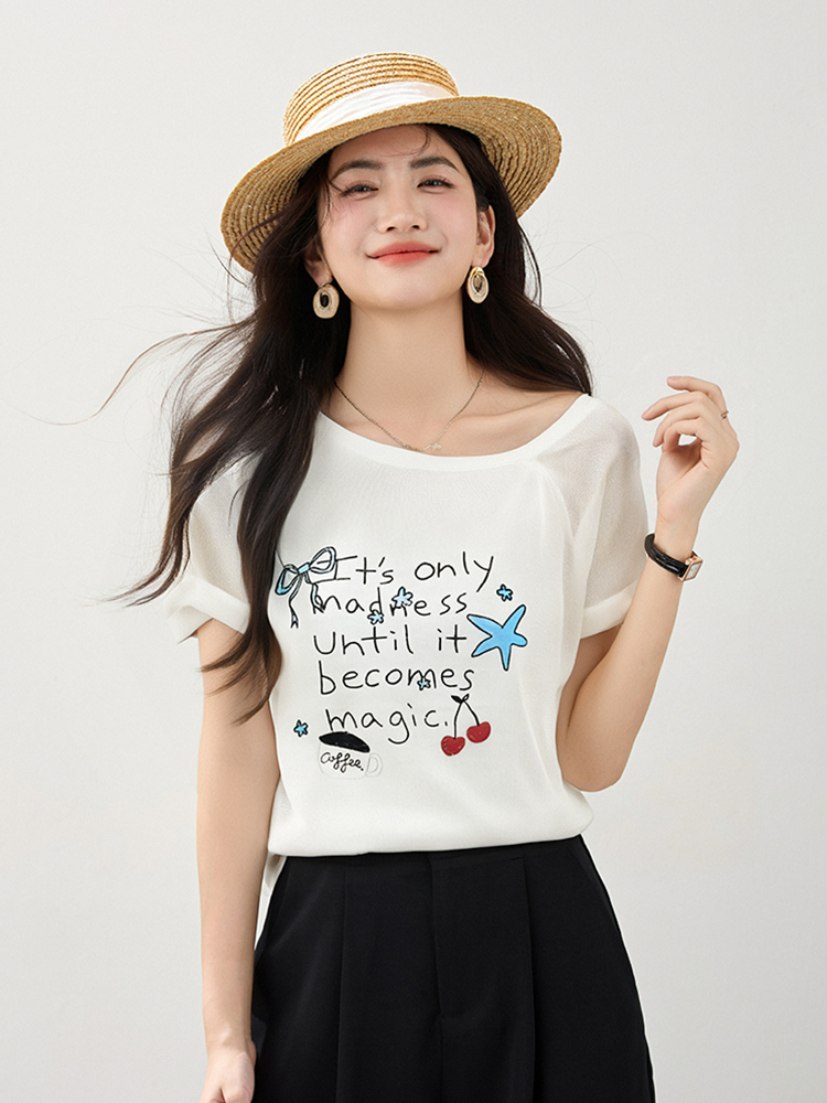 Korean style letters T-shirt sweet niche sweater for women