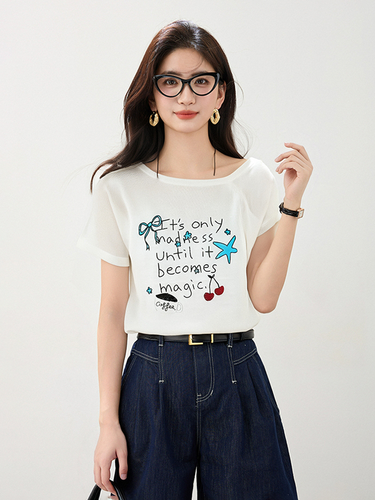 Korean style letters T-shirt sweet niche sweater for women