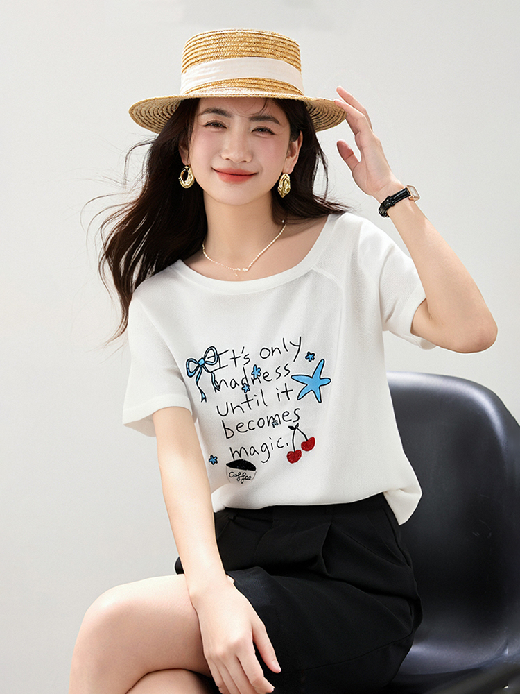 Korean style letters T-shirt sweet niche sweater for women