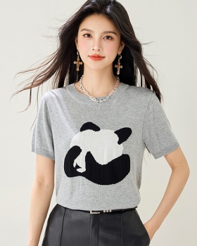 Panda light luxury T-shirt summer short sleeve sweater