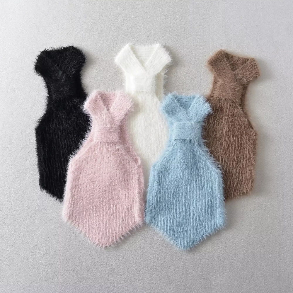 Navel wrapped chest vest knitted halter tops