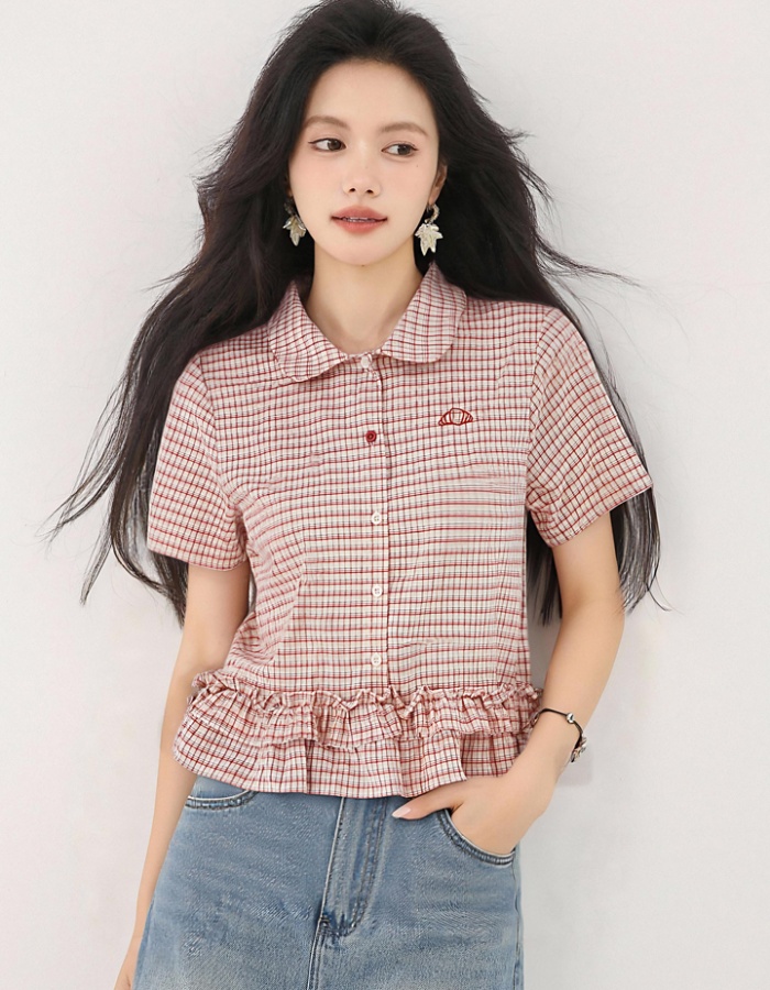 France style summer small shirt short sleeve tops for women