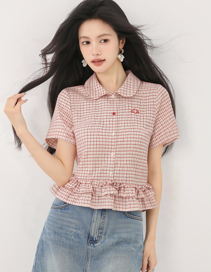 France style summer small shirt short sleeve tops for women