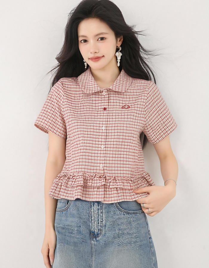 France style summer small shirt short sleeve tops for women
