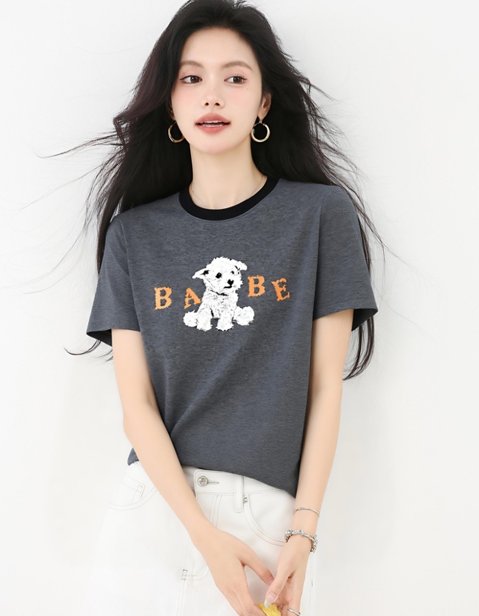 All-match short sleeve tops summer printing T-shirt for women