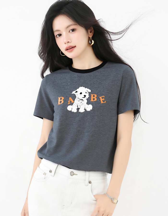 All-match short sleeve tops summer printing T-shirt for women