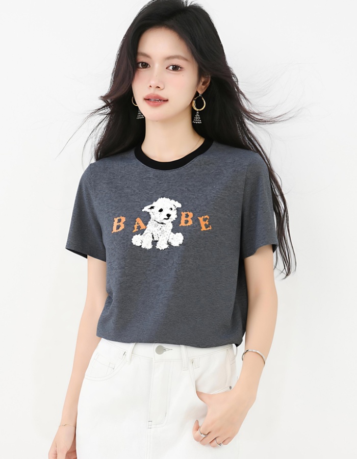 All-match short sleeve tops summer printing T-shirt for women