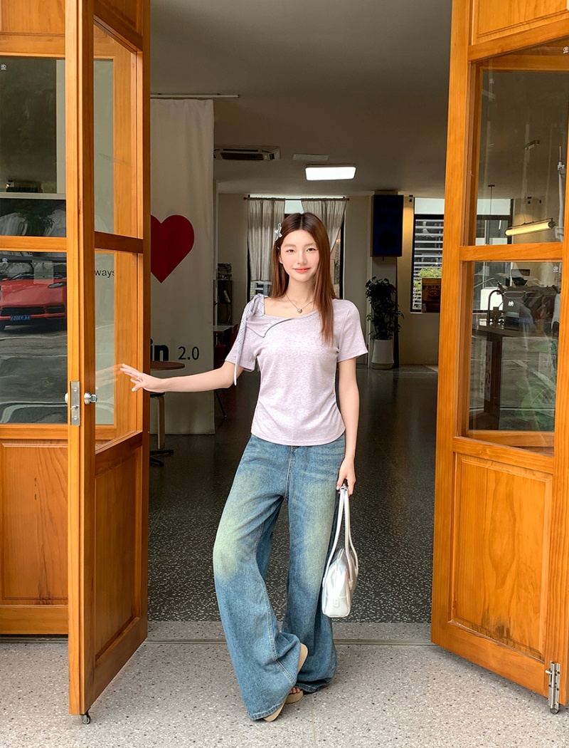 Slim short sleeve T-shirt bandage summer tops