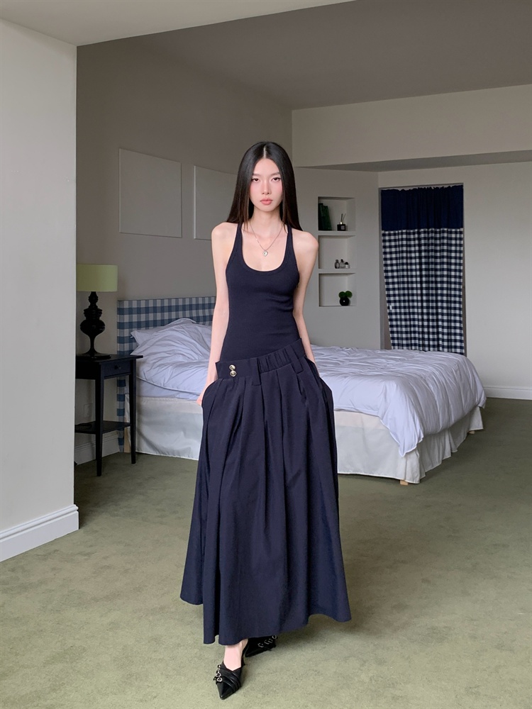 Sling Pseudo-two dress slim big skirt vest for women