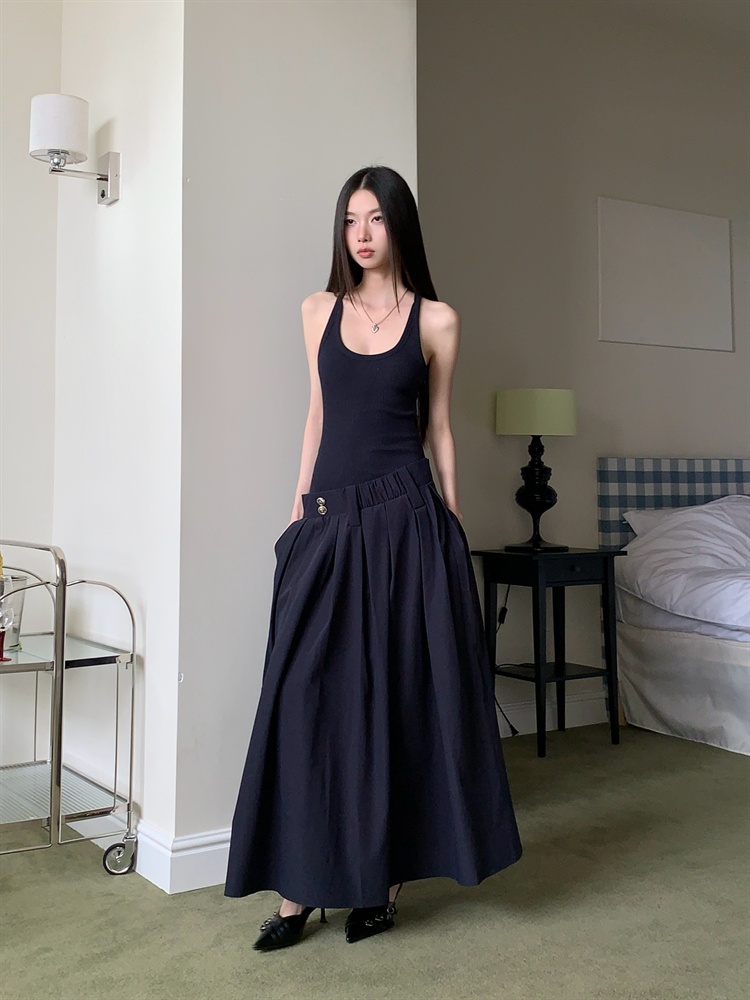 Sling Pseudo-two dress slim big skirt vest for women