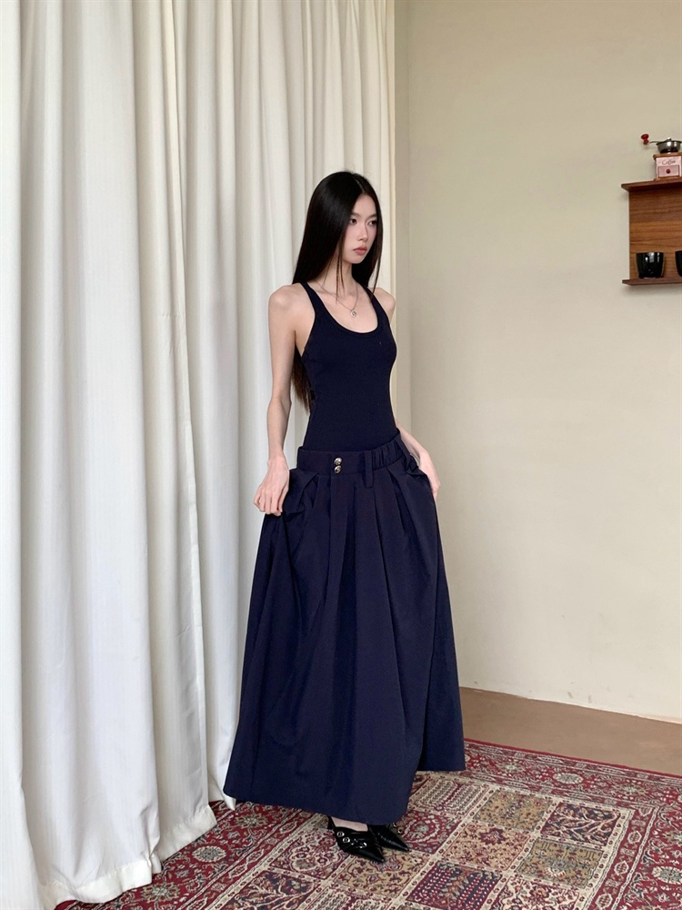 Sling Pseudo-two dress slim big skirt vest for women