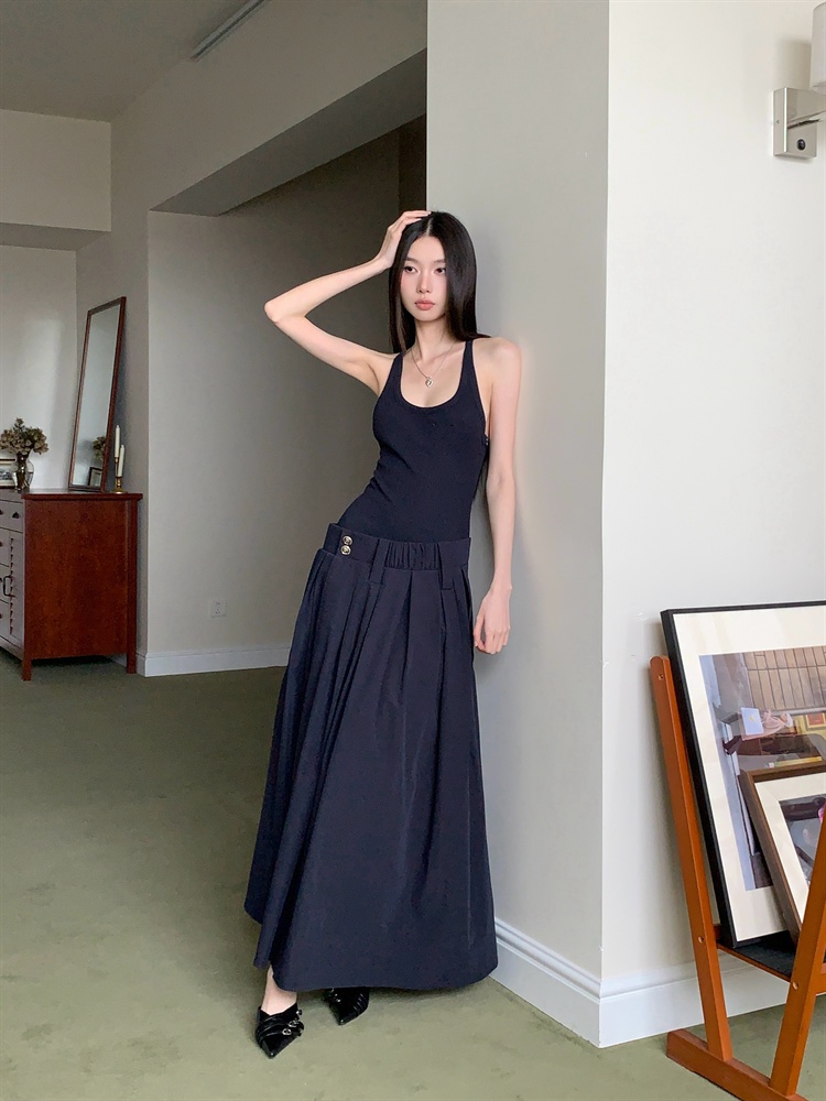Sling Pseudo-two dress slim big skirt vest for women