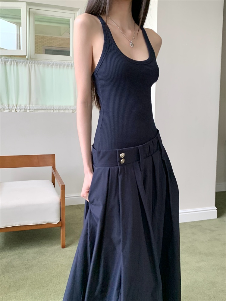 Sling Pseudo-two dress slim big skirt vest for women