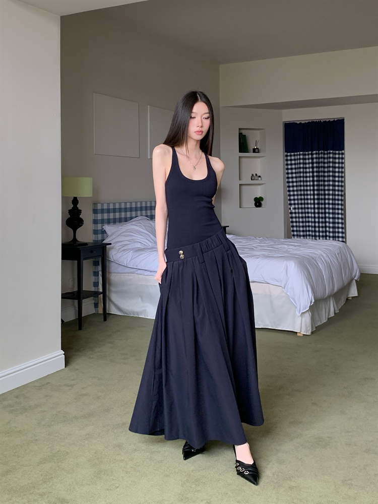 Sling Pseudo-two dress slim big skirt vest for women