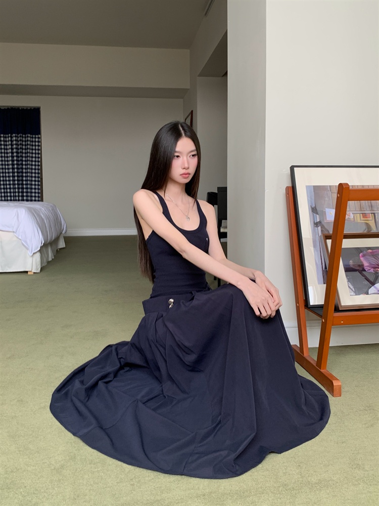 Sling Pseudo-two dress slim big skirt vest for women