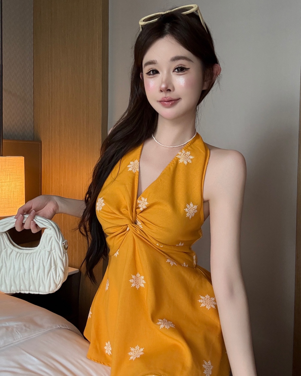 Vacation sling yellow tops V-neck spicegirl vest