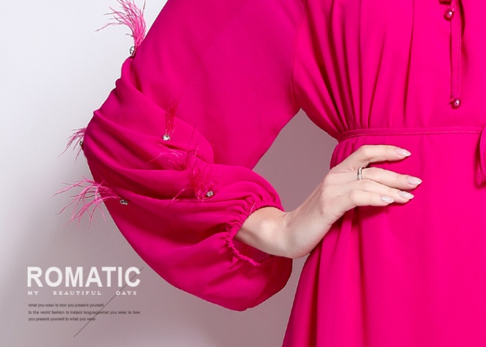 Light luxury dress feather long dress for women