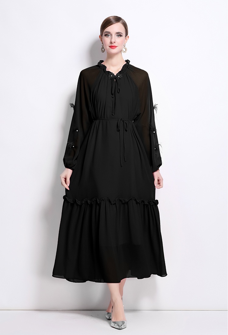 Light luxury dress feather long dress for women
