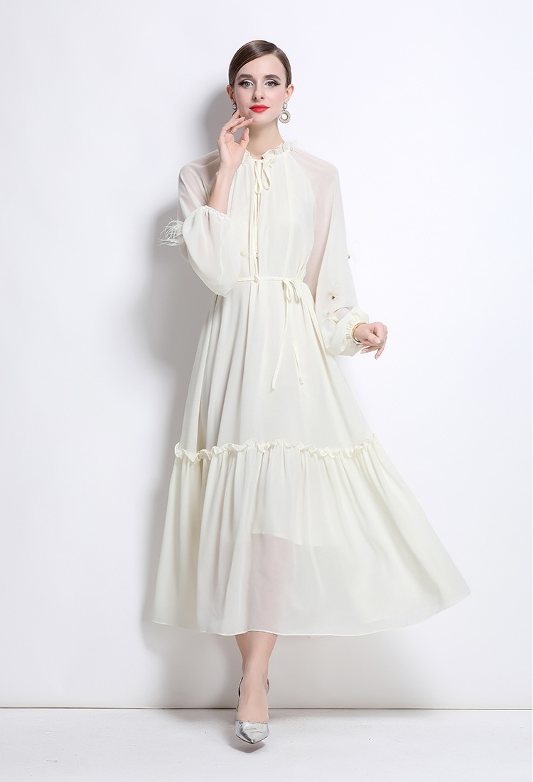 Light luxury dress feather long dress for women