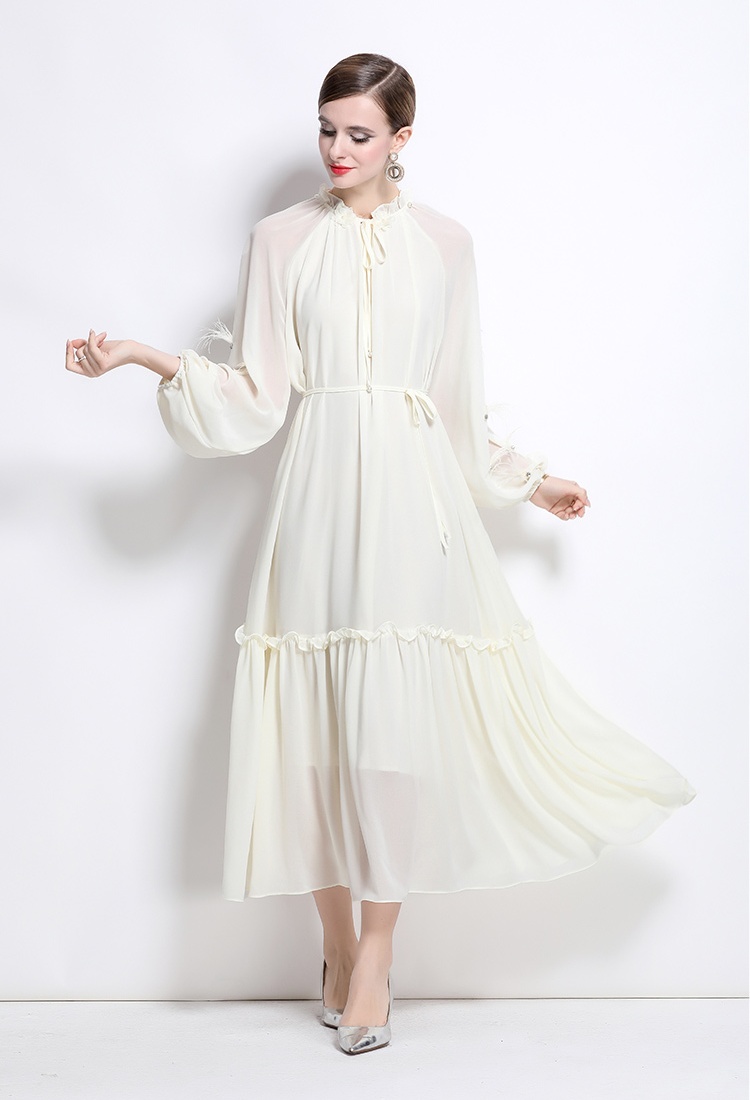 Light luxury dress feather long dress for women