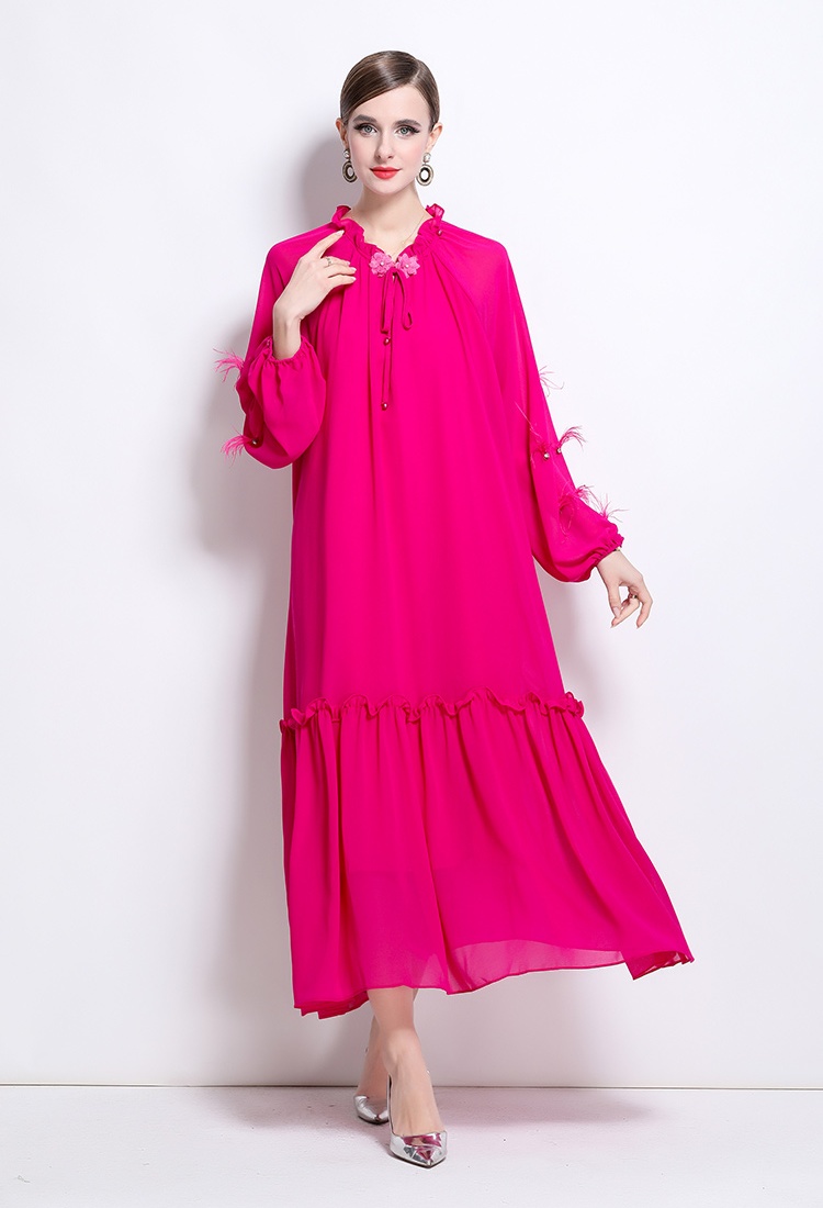 Light luxury dress feather long dress for women