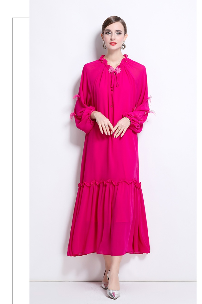 Light luxury dress feather long dress for women