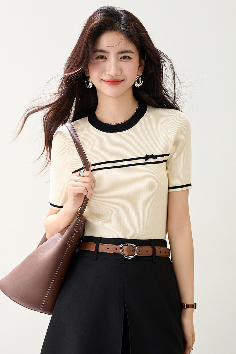 Temperament chanelstyle tops short sleeve small shirt