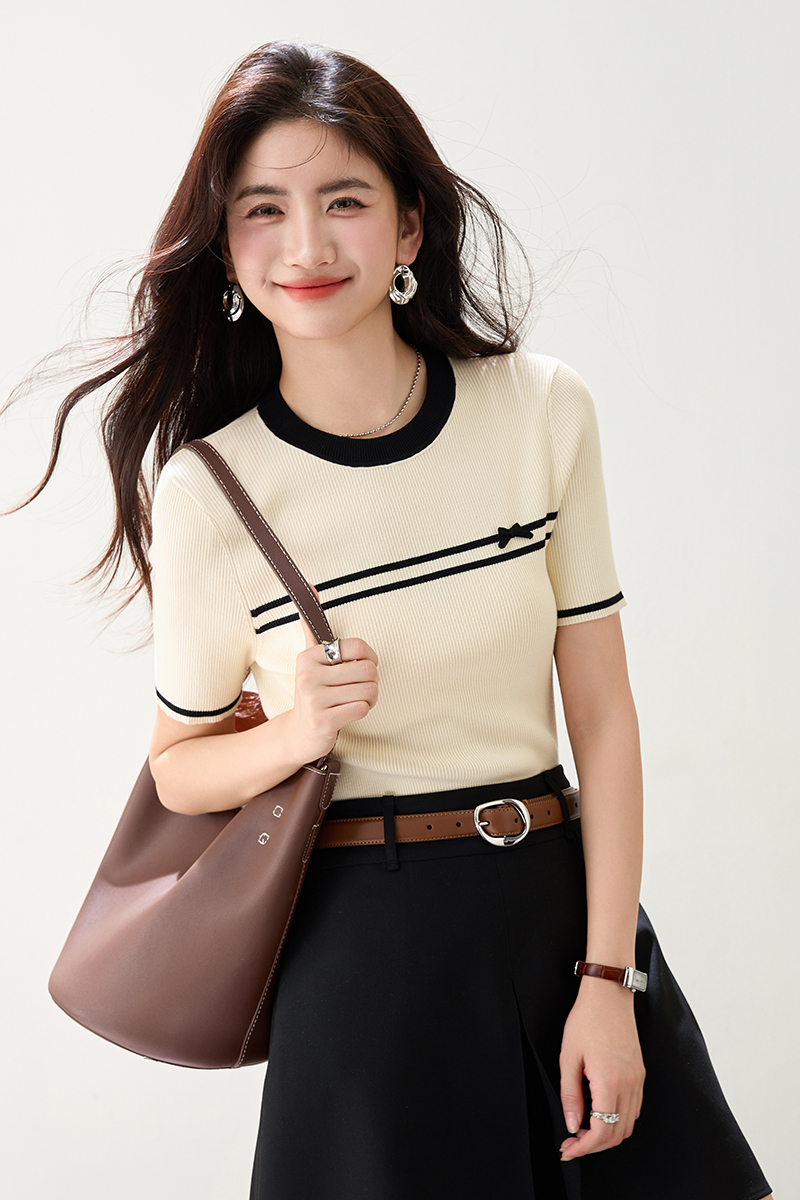 Temperament chanelstyle tops short sleeve small shirt