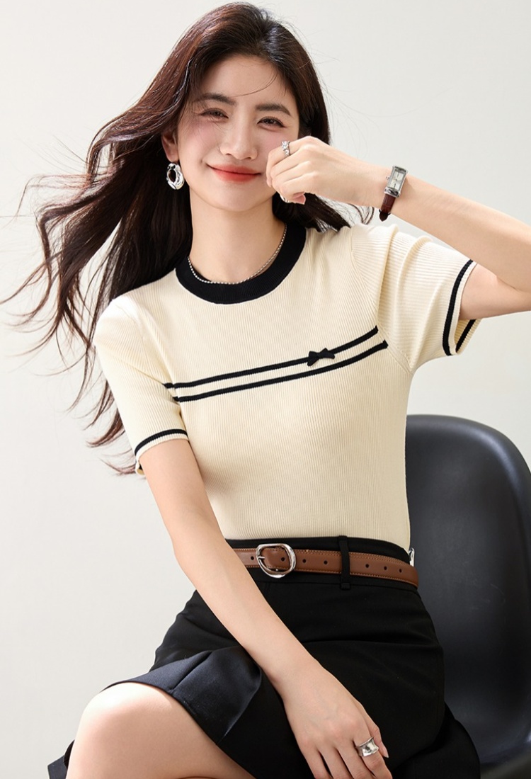 Temperament chanelstyle tops short sleeve small shirt