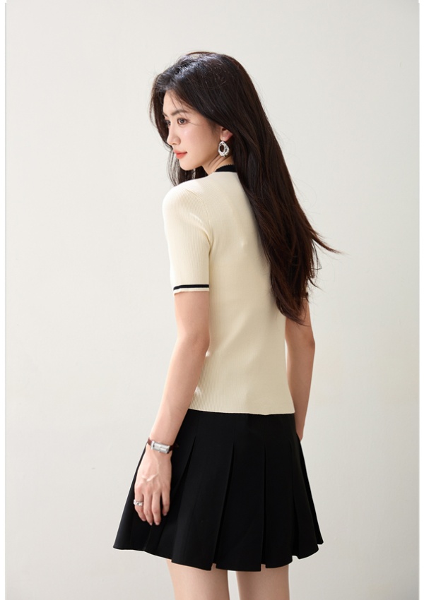 Temperament chanelstyle tops short sleeve small shirt