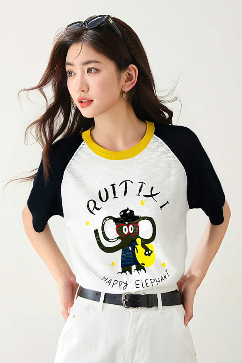 Loose slim fashion T-shirt printing short sleeve tops