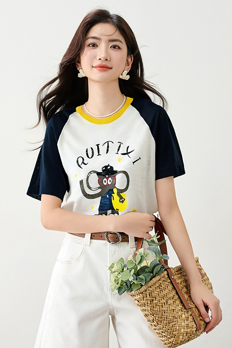 Loose slim fashion T-shirt printing short sleeve tops
