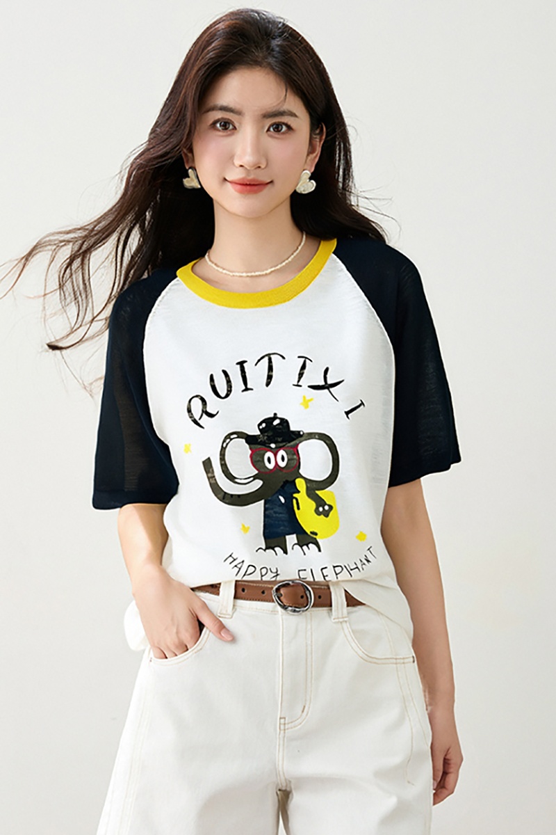Loose slim fashion T-shirt printing short sleeve tops