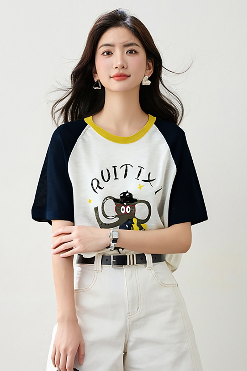 Loose slim fashion T-shirt printing short sleeve tops