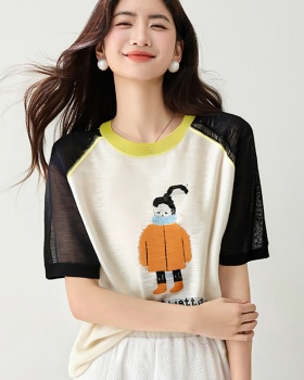 Cartoon pattern tops slim fashion T-shirt for women