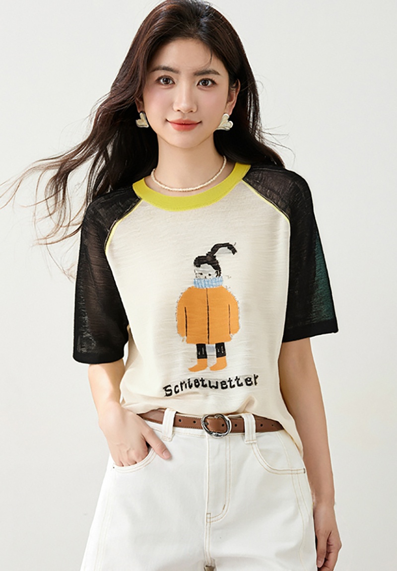 Cartoon pattern tops slim fashion T-shirt for women
